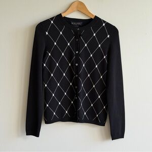 Brooks Brothers Silk Blend Argyle Cardigan Black XS